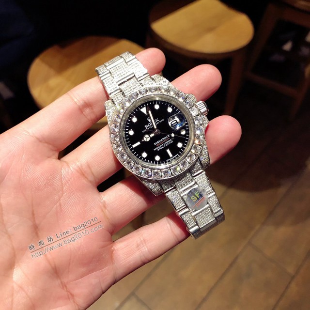 勞力士複刻手錶 116610 RolexSubmariner白金滿鑽系列機械男表 勞力士滿鑽系列男士腕表  gjs1715